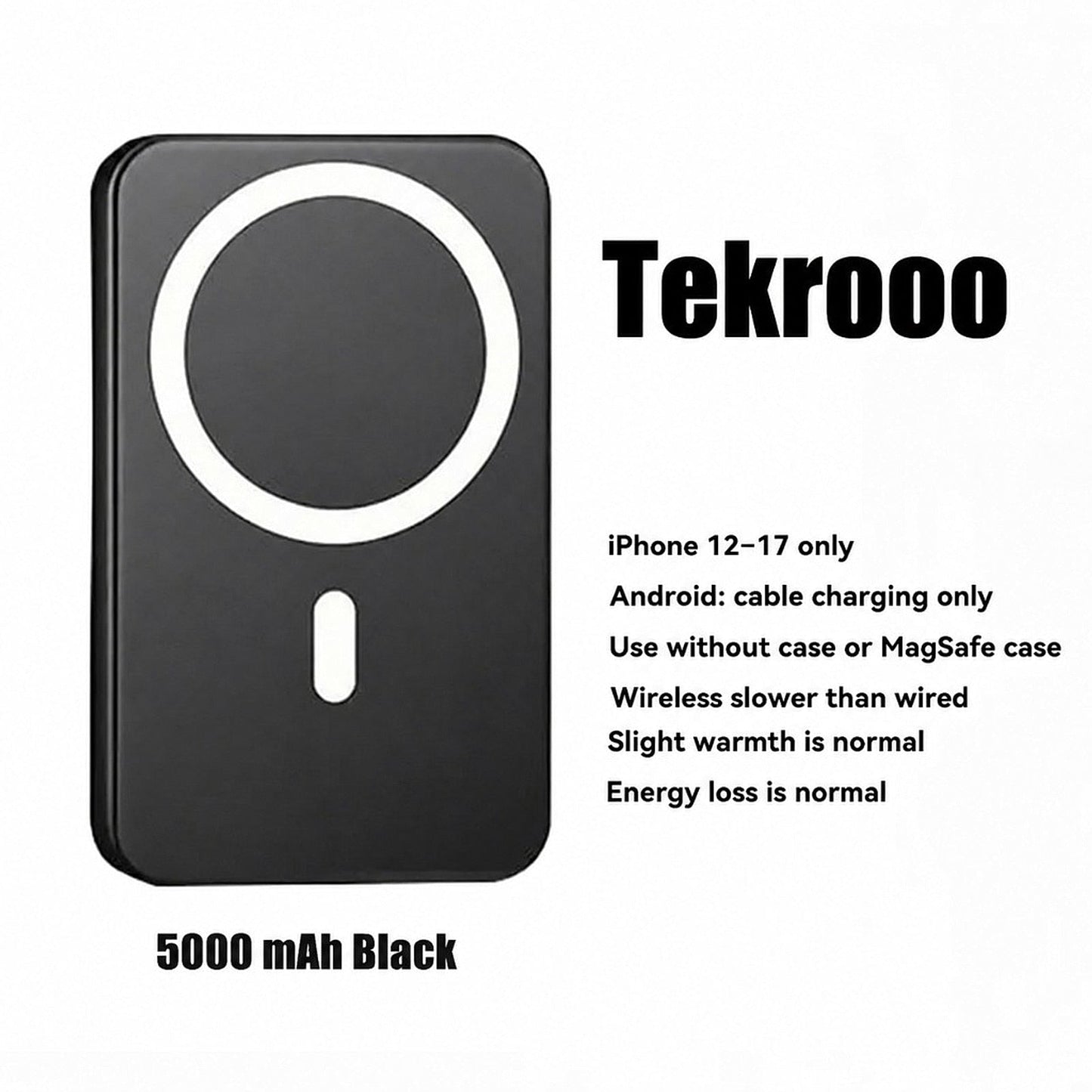 Tekrooo 5000 mAh Black MagSafe power bank