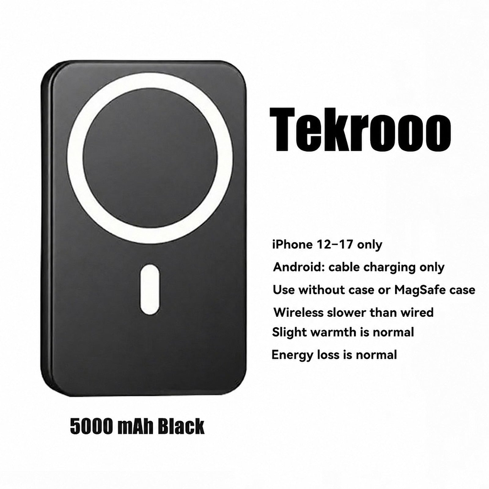 Tekrooo 5000 mAh Black MagSafe power bank
