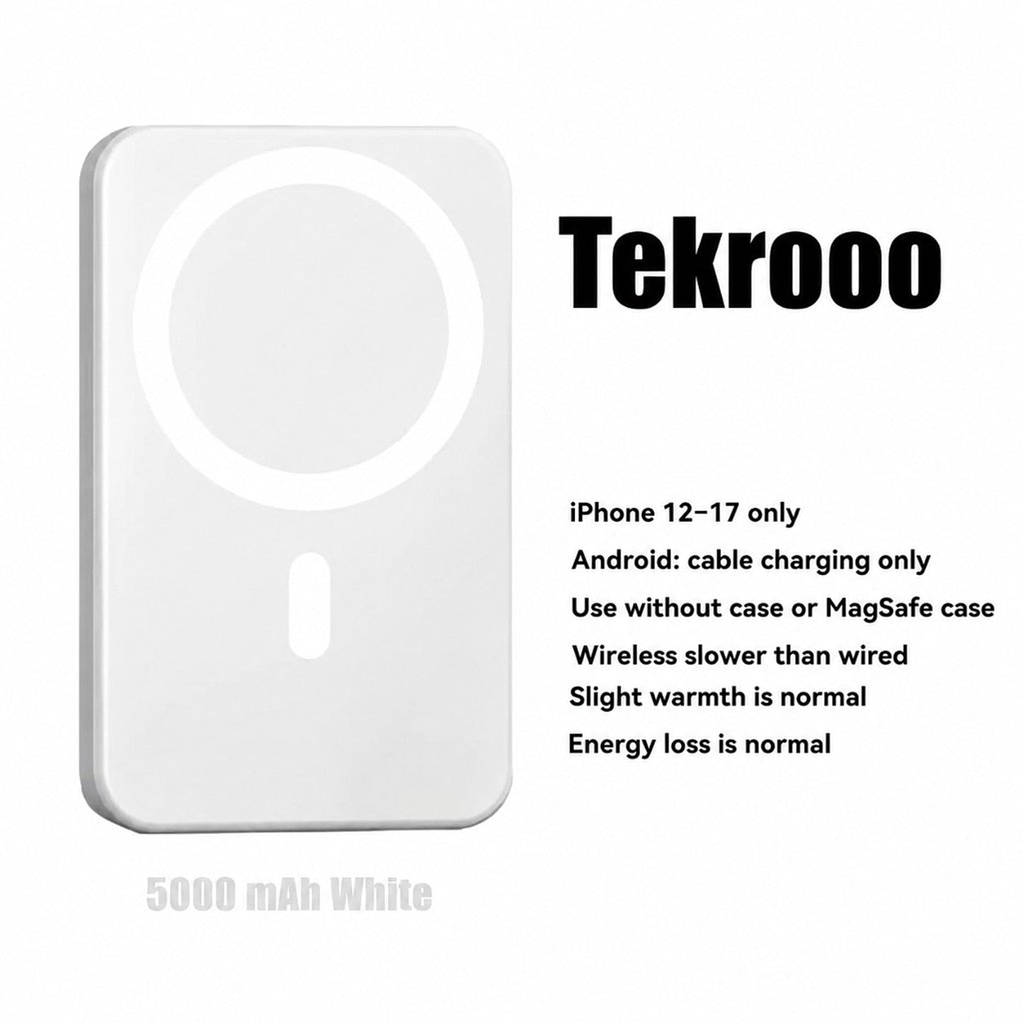 Tekrooo 5000 mAh White MagSafe power bank