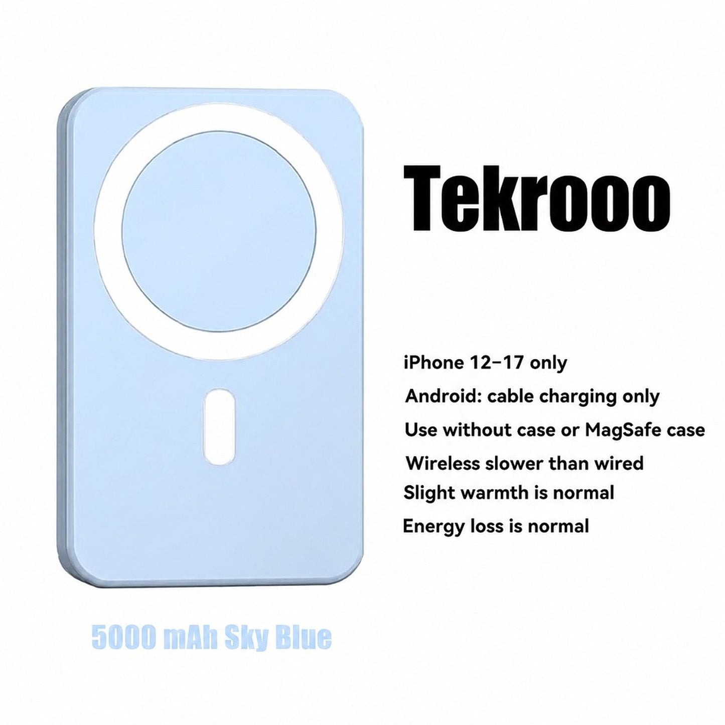 Tekrooo 5000 mAh Sky Blue MagSafe power bank